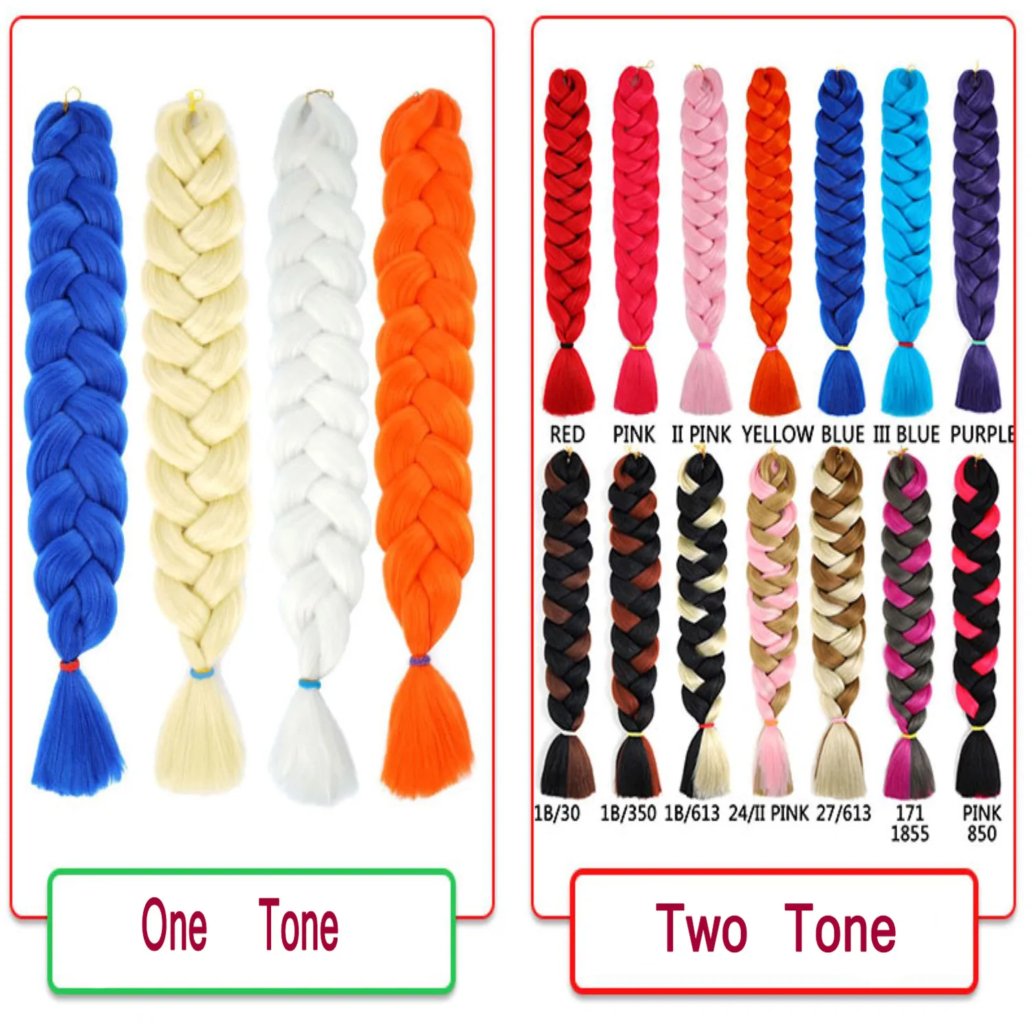 one piece 82 inch 165g Heat Fiber Braid Synthetic Braiding Hair  Pure Color Crochet Jumbo Braid Hair Extensions For Woman