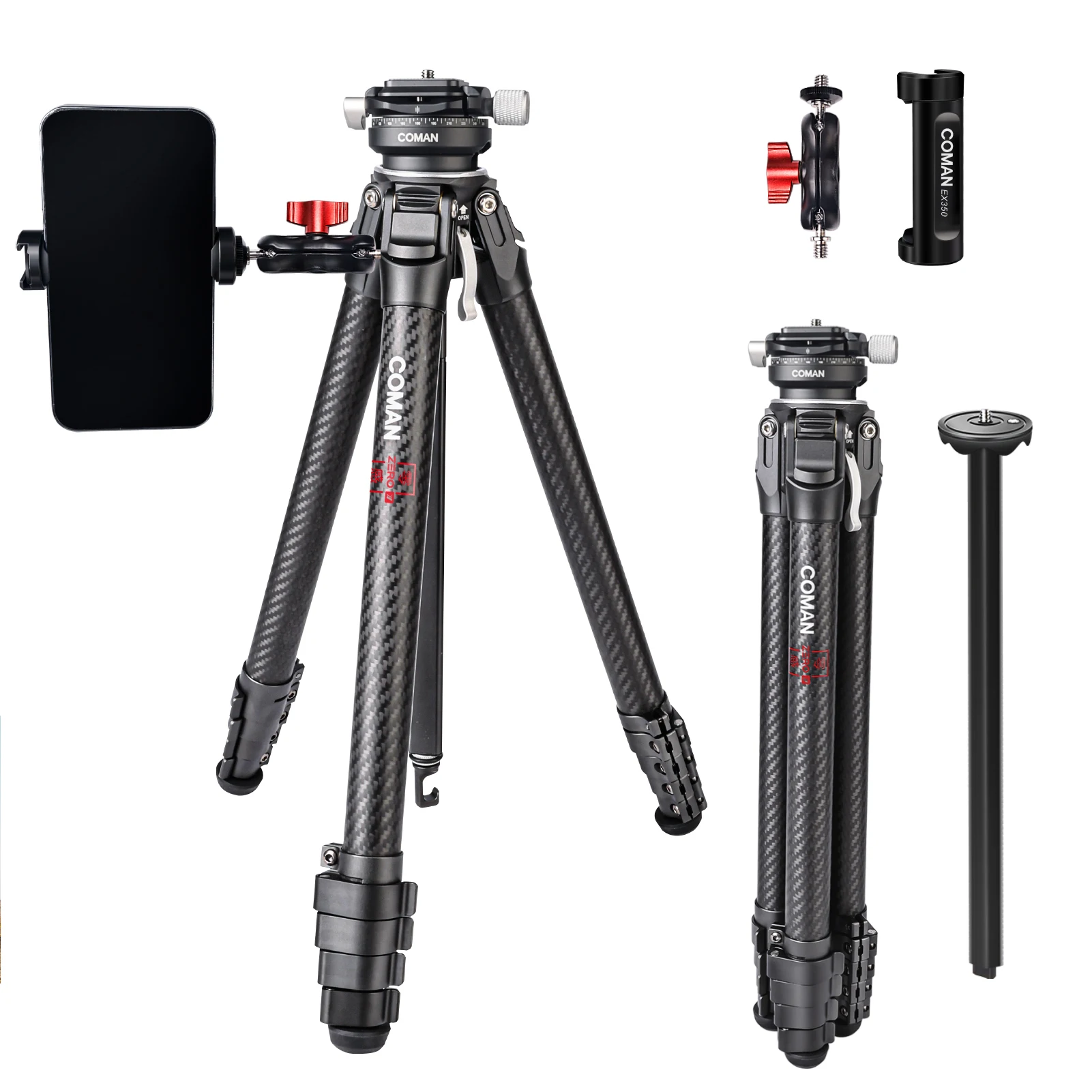 

COMAN Zero Y Professional Carbon Fiber Tripod 360° Panoramic Ball Head With Arca Swiss Quick Release For DSLR Video Photography