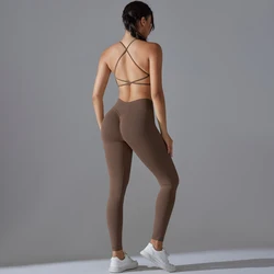 Fitness Sports Bodysuit Yoga Suit Sexy Breathable Quick Drying Sport Brassiere Tummy Control Butt Lifting High Waist Yoga Pants
