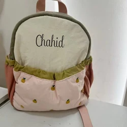 Personalized Children's Shoulder Color Matching Cute Apple Embroidery Kindergarten backpack Baby Mini Lightweight Travel Bag