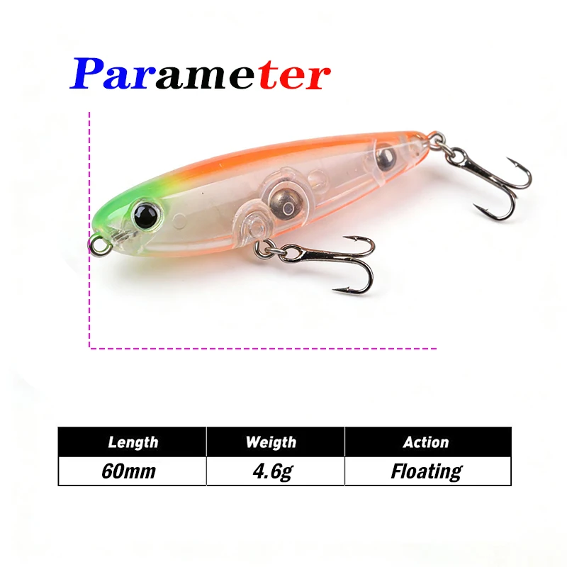 Testar 60mm 4.6g Topwater Pencil Bait Surface Walker Fishing Lures Floating Walk The Dog Saltwater Jerkbait for Bass Trout
