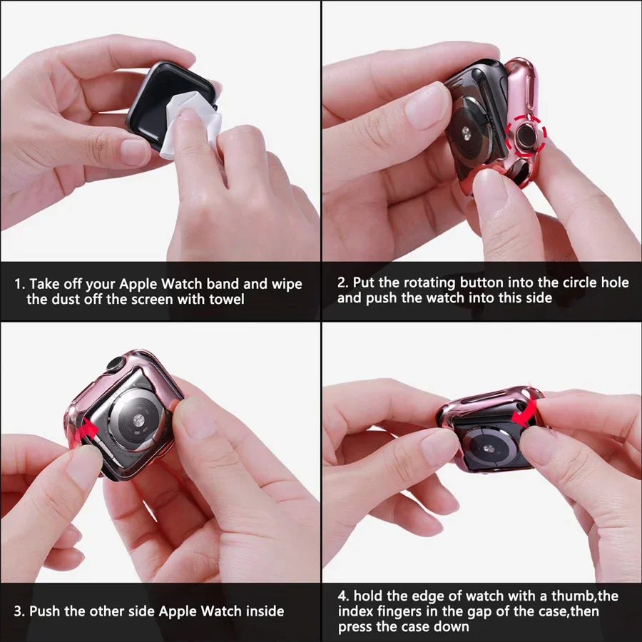 Apple Watch 케이스 시리즈 용 TPU 커버 9 8 7 6 5 4 3 SE 41mm 45mm 38-42-44-40mm Apple Watch 밴드 액세서리 용 화면 보호기
