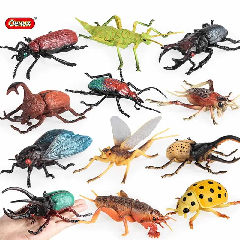 Image of Oenux Simulations-Insekten- und Tier-Hohlmodell: Realistische Figuren von Mayfliegen, Heuschrecken, Maulwürfen, Zikaden, Stäbchenkäfern und Nashornstierkäfern