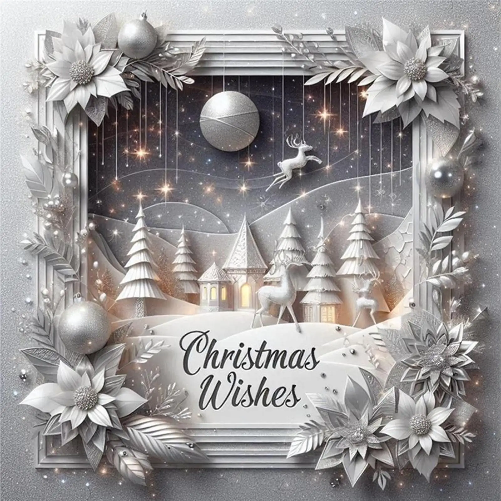 

Xmas Printed Cross Stitch Kit 40x40cm DIY 11CT Embroidery Craft Set Home Decor