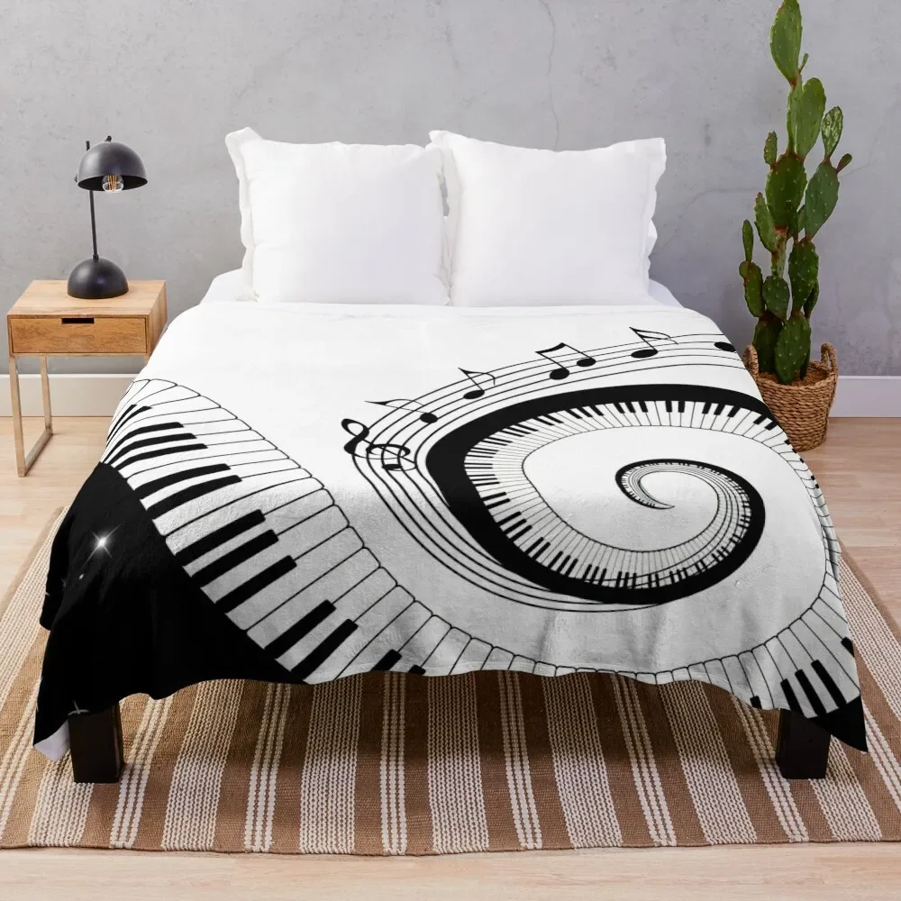 Piano Print Flannel Throw Blanket for Music Lover Bed Sofa Couch Travel Decoration King Queen Full Size Lightweight Warm Soft #5