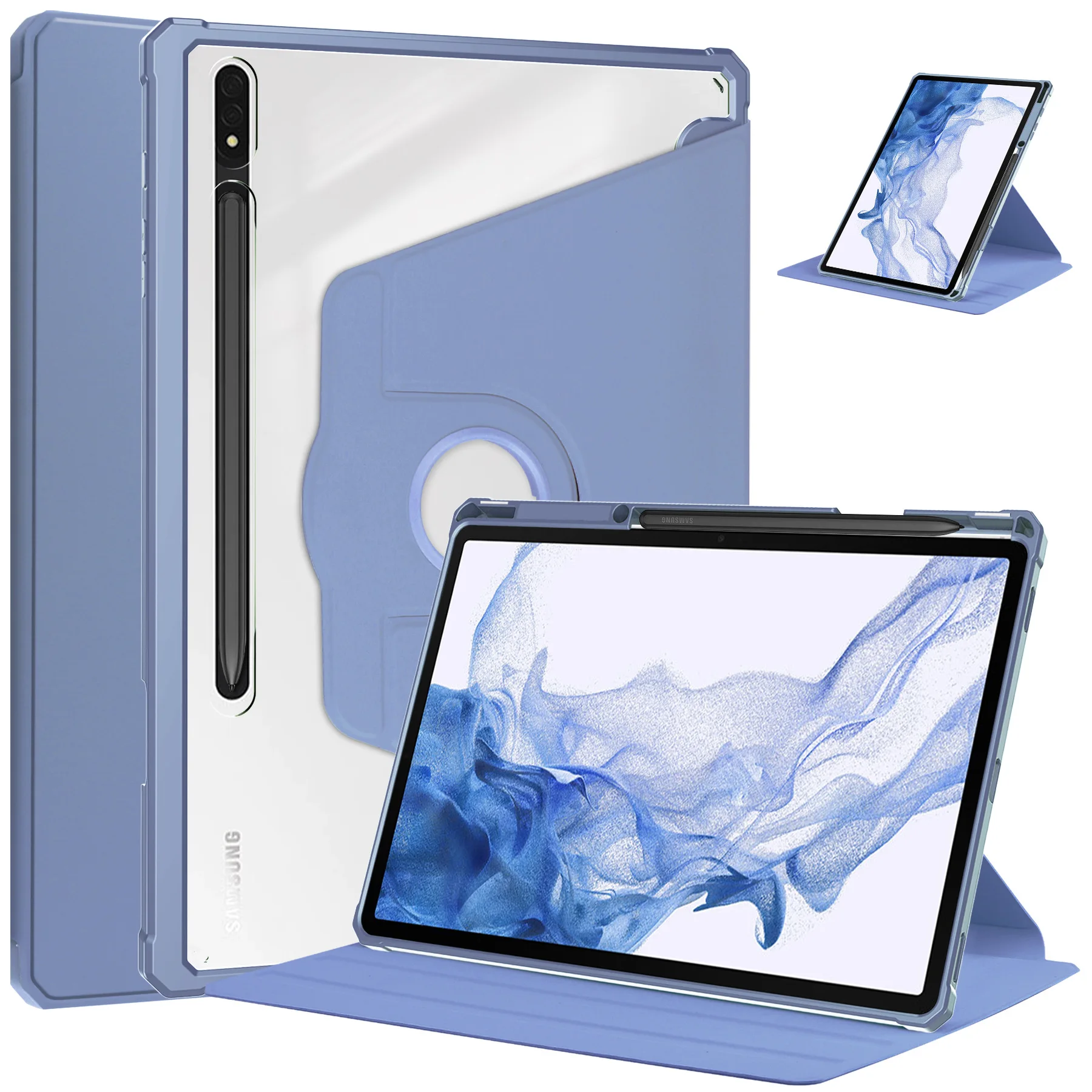 Case For Samsung Tab S11 S10 S9 Plus A9 A8 A7 Lite Case S11 Ultra Tablet Leather Cover Tab S8 S7 FE Clear Crystal Rotation Stand