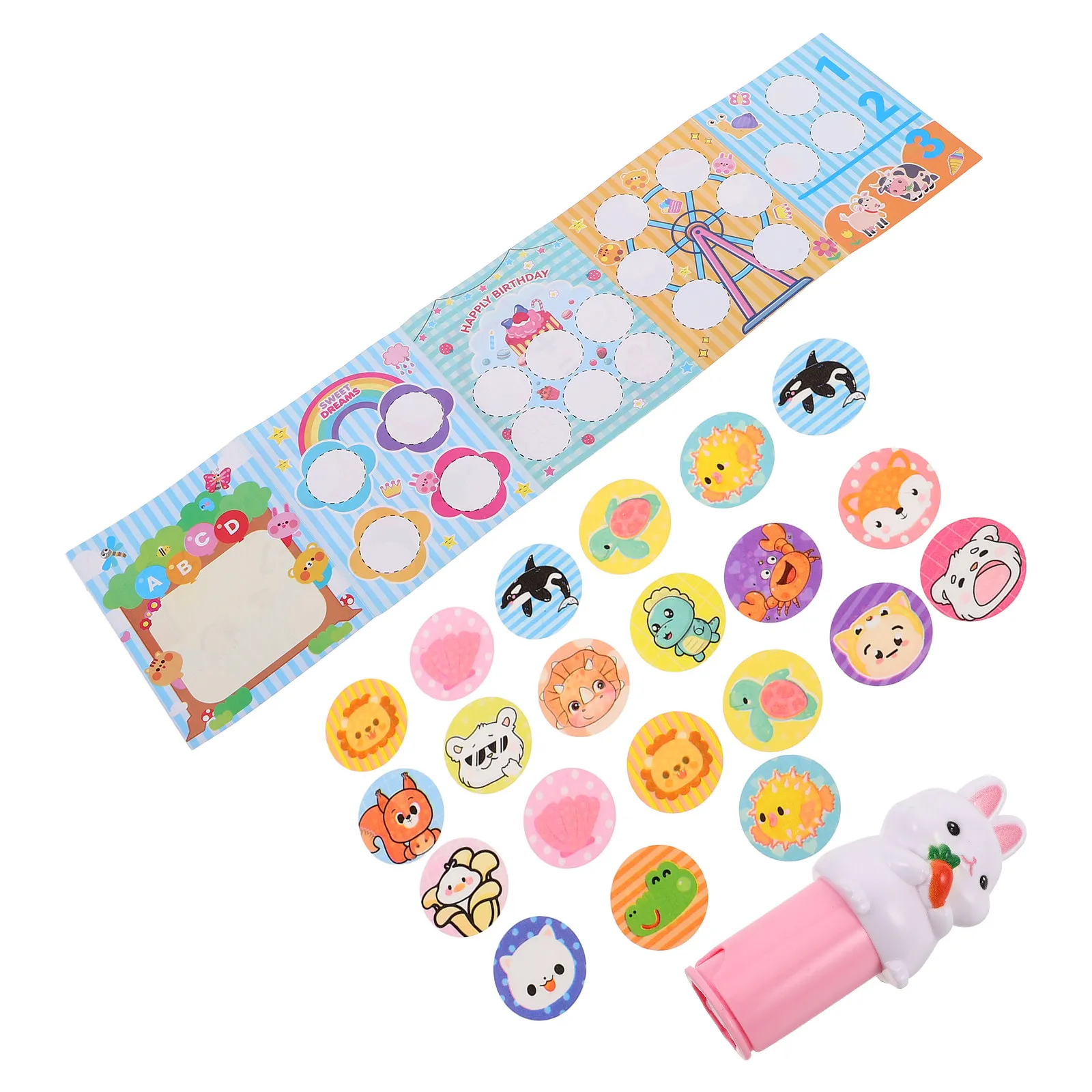 

Набор детских штампов-наклеек: милые мультяшные дизайны, водонепроницаемые, не оставляющие следов, для поделок, дневников и скрапбукинга
