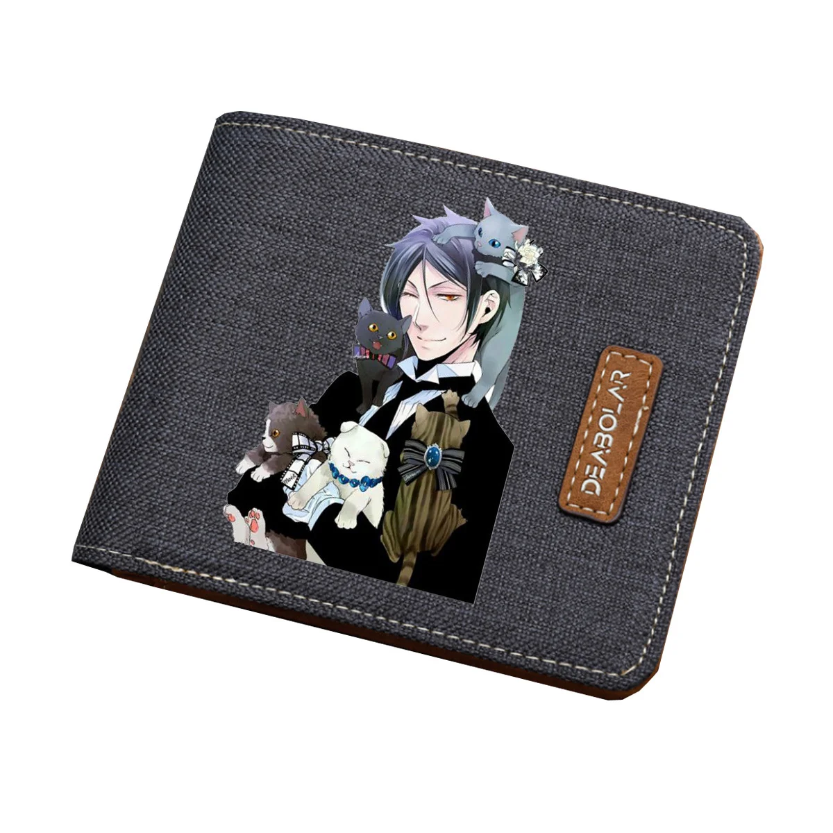 Kids Coin Card Purse Anime Black Butler wallet Men women short printing Canvas wallet teenagers purse