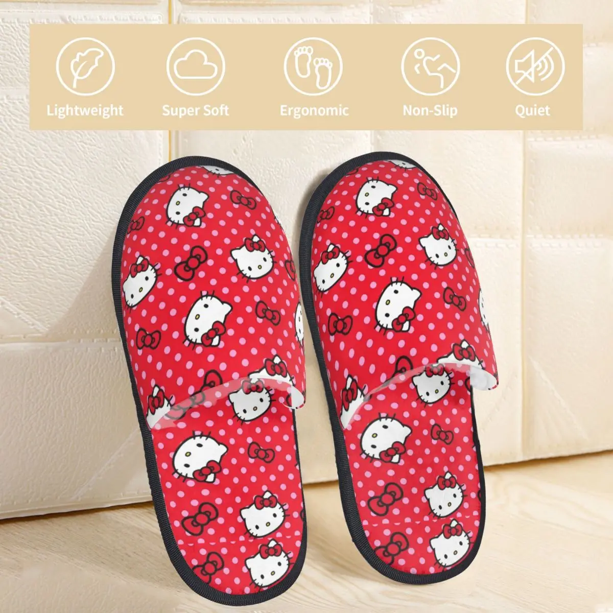 الشتاء شبشب منزل الأحمر مرحبا كيتي الكرتون اكسسوارات المنزلية نِعال من الفراء الشرائح غرفة نوم مريحة عدم الانزلاق الشرائح