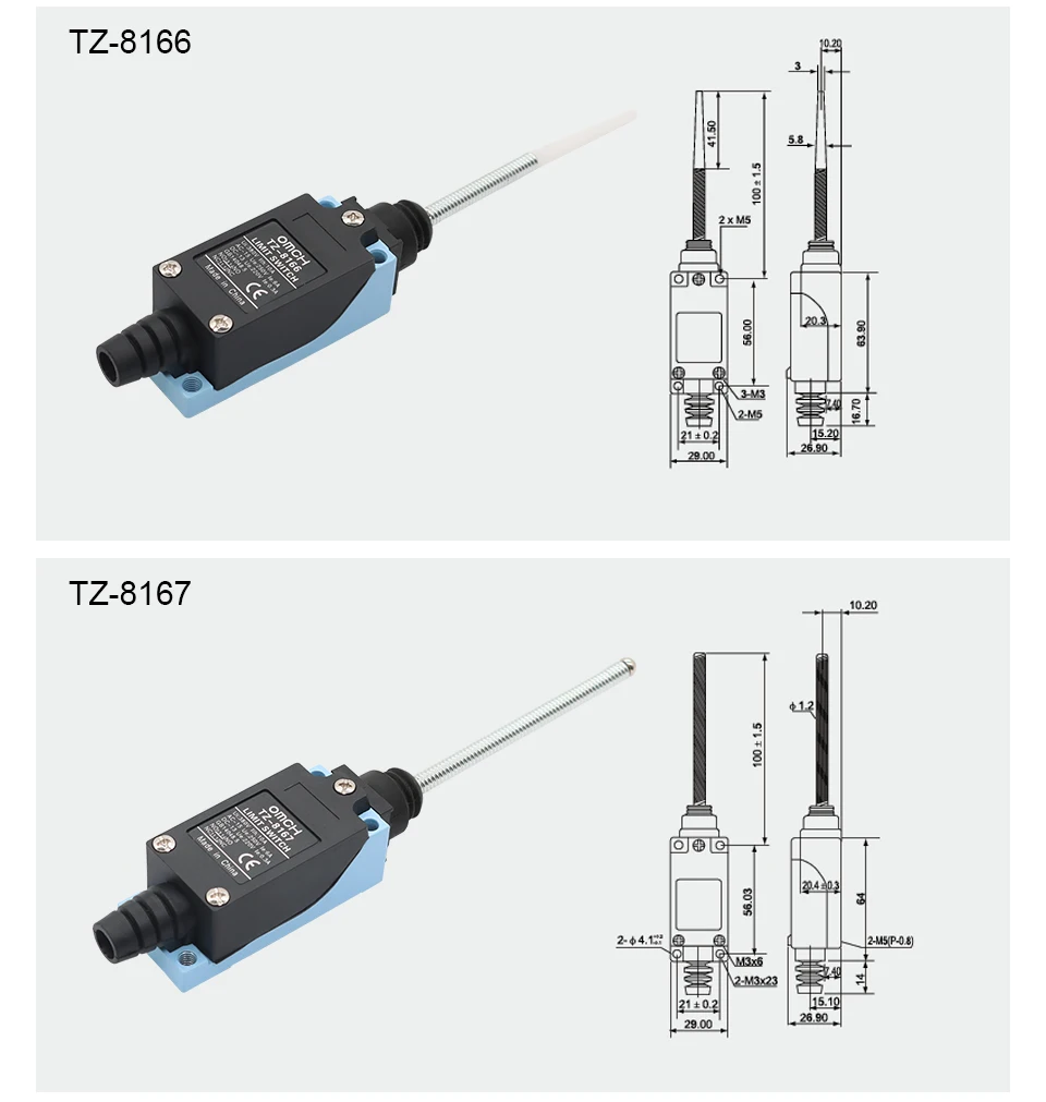 OMCH Silberkontakt Selbstrückstellender Endschalter TZ-8104 8107 8108 8111 8112 8122 8166 8168 8169 IP65 Wasserdichter Reiseschalter – Detail 15
