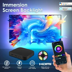 Smart TV LED Backlight Sync with HDMI Device, Work with Alexa & Google Assistant, Immersion RGB-IC Light for Video Gaming Decor