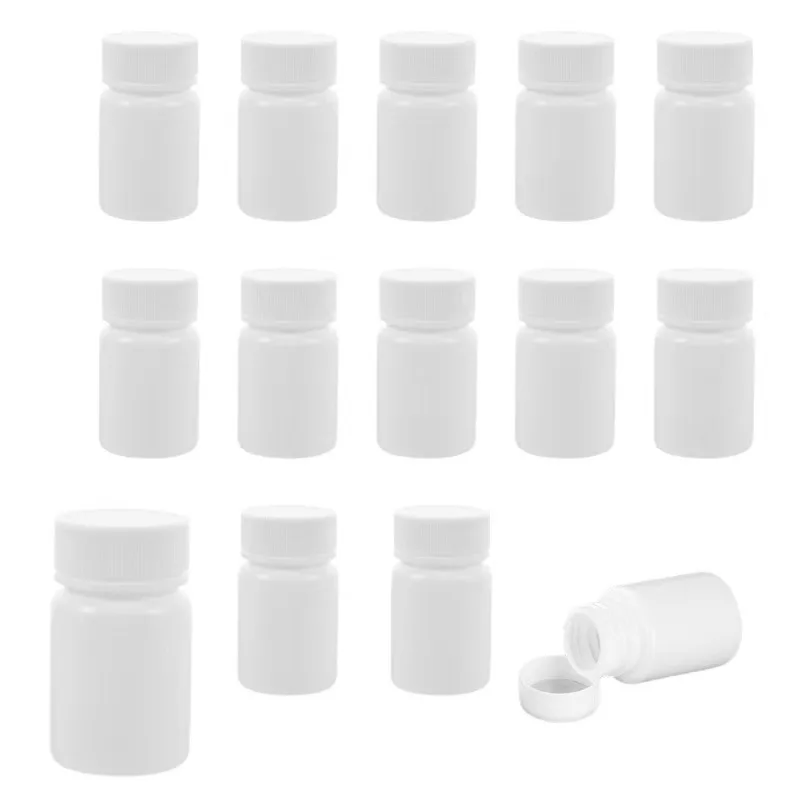 30/50 Uds 15ml 30ml 50ml botellas de plástico vacías para pastillas con tapas de rosca contenedores de tabletas medicinales recargables para almacenamiento de viaje en casa