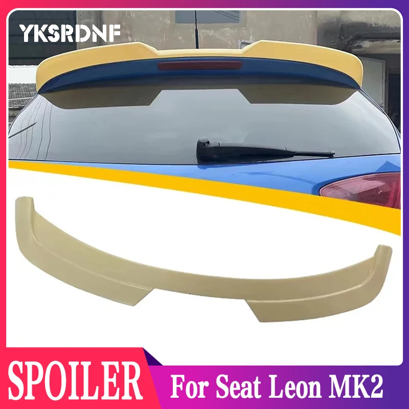 2009-2012 For Seat Leon MK2 Rear Roof Spoiler By High Quality ABS Car Rear Trunk Wing Glossy Black Carbon Fiber Look Body Kit