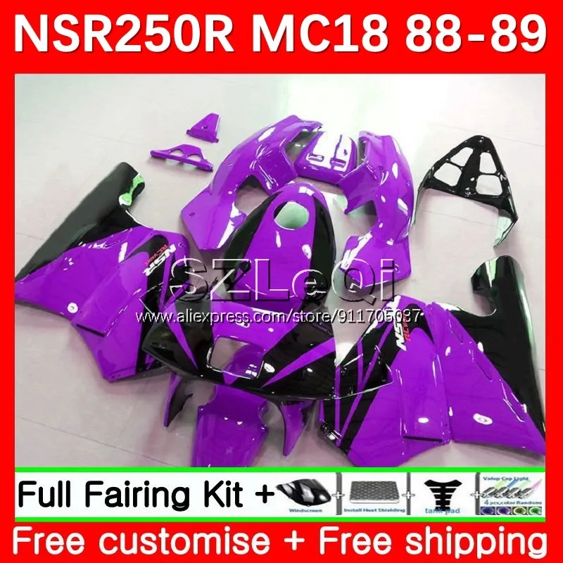 Body + Decal For HONDA NSR250 NS NSR 250 R Hot Purple RR 250R 23No.205 PGM2 MC16 MC18 NSR250R 88 89 NSR250RR 1988 1989 Fairing