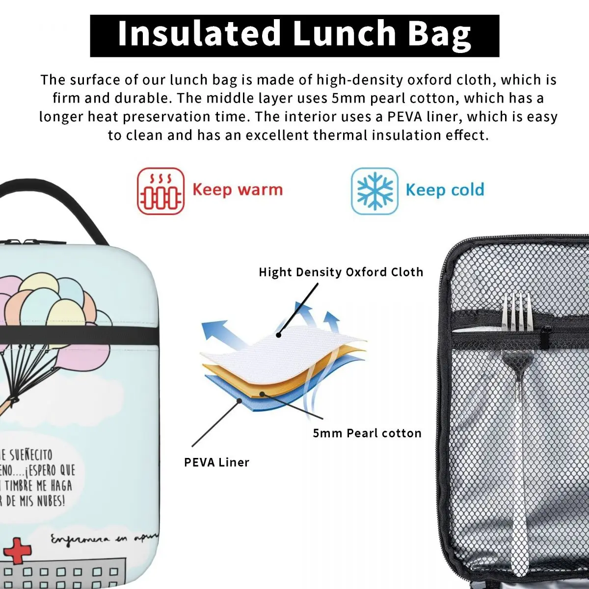 Enfermera En Apuros Doctor Nurse Medical Insulated Lunch Bag for Women Waterproof Cooler Thermal Lunch Tote Office Picnic Travel