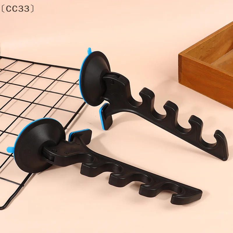 [[CC33」 1/2 قطعة الصيد رود رف منظم أفقي دعم شفط كأس سيارة الصيد رود قوس قابل للتعديل قصبة صيد خشبية حامل #5