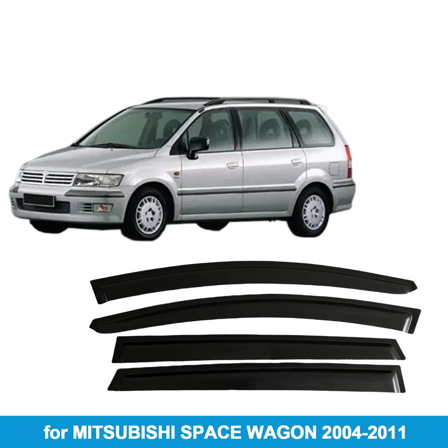 

Window Visor for MITSUBISHI SPACE WAGON 2004-2011 Rain Guard Side Vent Deflector Weathershield Outside-Mount Tape On