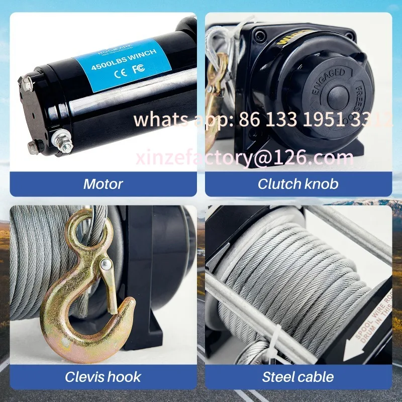 ونش كهربائي من رومارك قابل للتخصيص 12000 رطل UTV ATV ونش 12 فولت جيب ونش مع جهاز تحكم عن بعد لاسلكي وكابل فولاذي لـ ATV UTV T #4