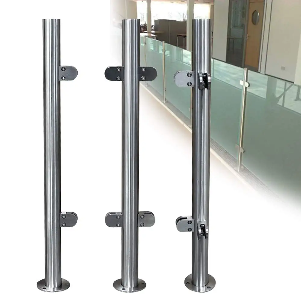 Glass Railing Post Glass Balustrade Railing Post 304 Stainless Steel Railing Fence Pole Handrail Garden Fencing 35 Inch End Post