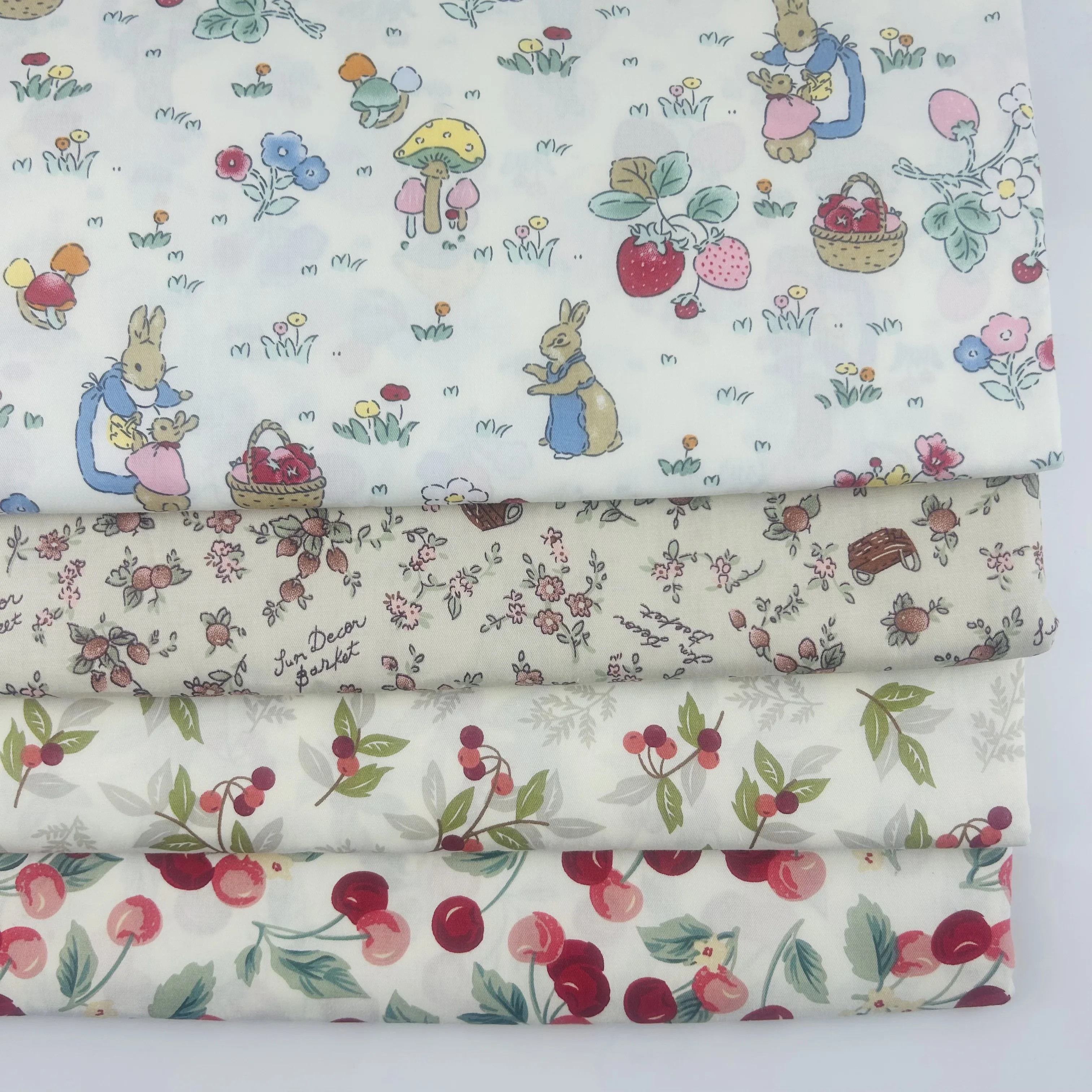 Syunss Diy Patchwork Cloth For Quilting Baby Dress Cribs Cushions Sewing Tissus Cotton Fabric Tecido Rabbit  Fruit Printed