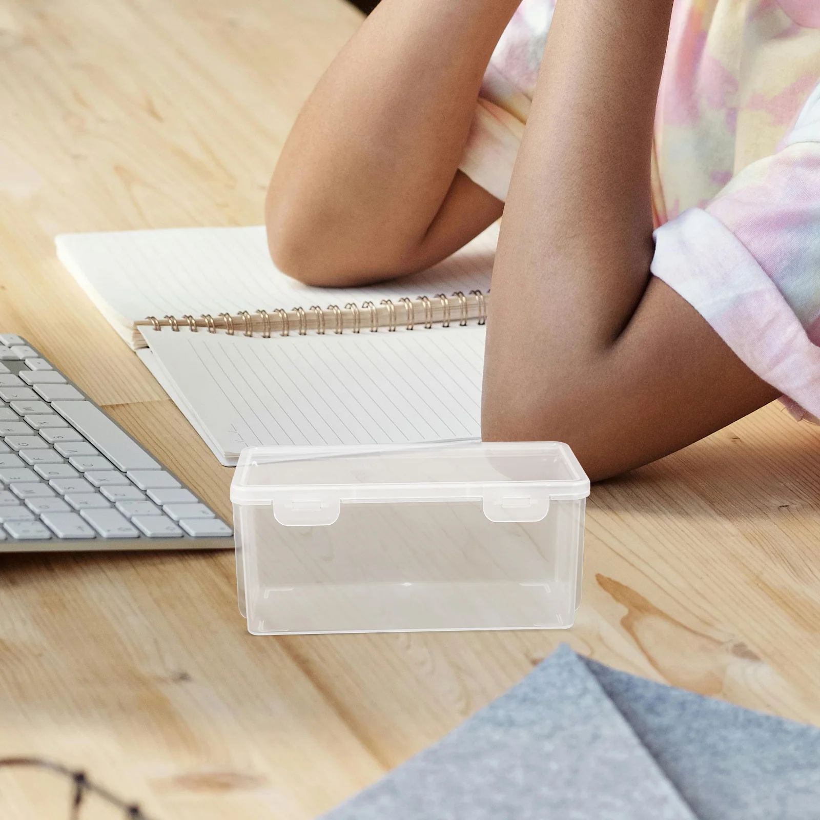 3Pcs Storage Box Clear Plastic Snap-Lid Design Large Capacity for School Office Supplies Organization Kids Pencil Case Craft