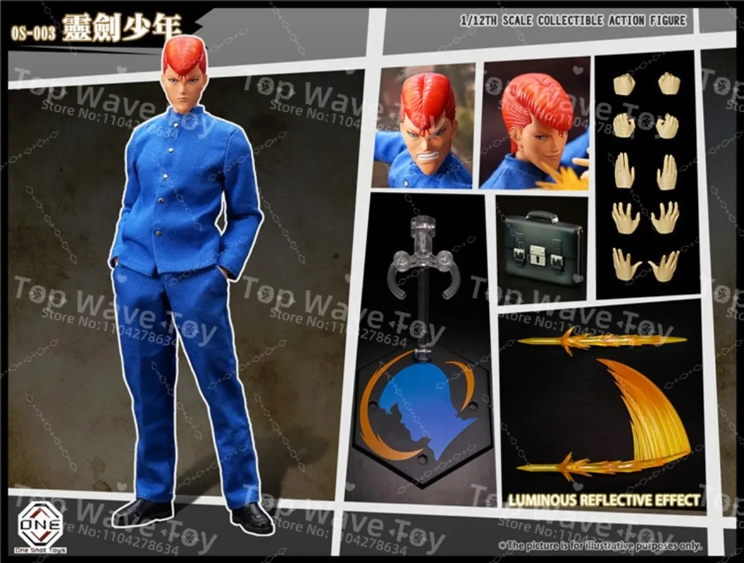 Novo estoque oneshottoys yuyuhakusho modelo 1/12th escala figura de ação colecionável yu yu hakusho kazumin figura brinquedo