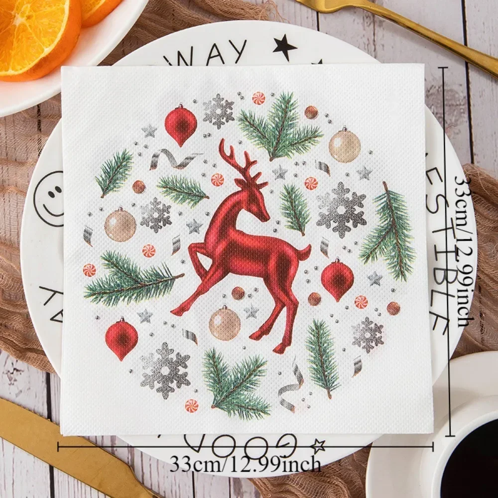 Christmas-Themed Party Must-Have: 20/100 Sheets of Recycled, Disposable Decor – Featuring Christmas Tree, Santa, and Deer