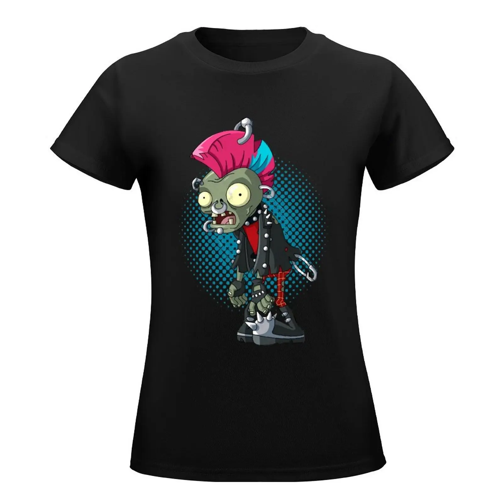 Punk Zombie T-Shirt customs funny Women's clothing