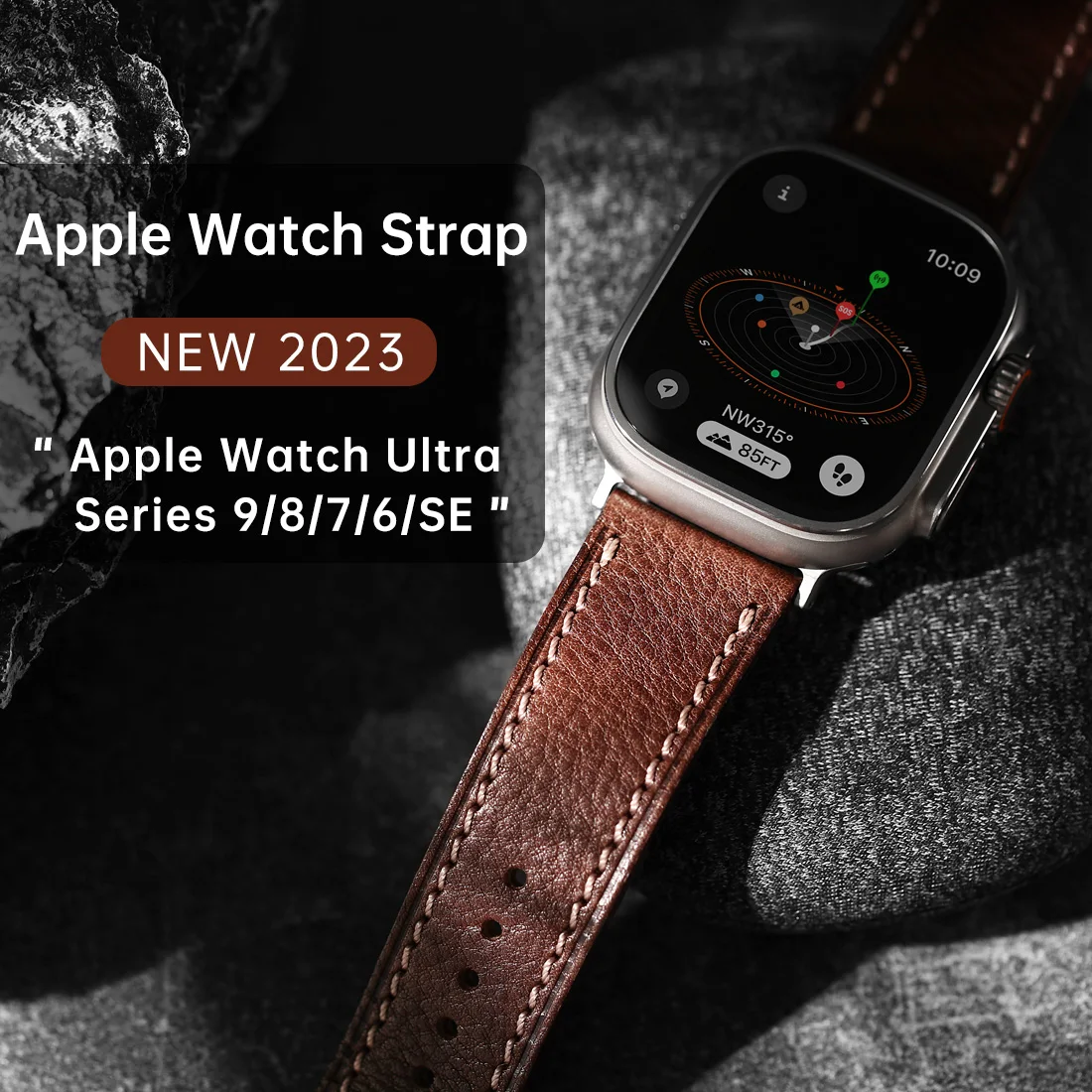 

Luxury Vegetable Calf Leather Strap For Apple Watch Ultra 2 49mm Series 10, 46mm, 42mm, 45mm 44mm 41mm 40mm Bracelet Watch Band