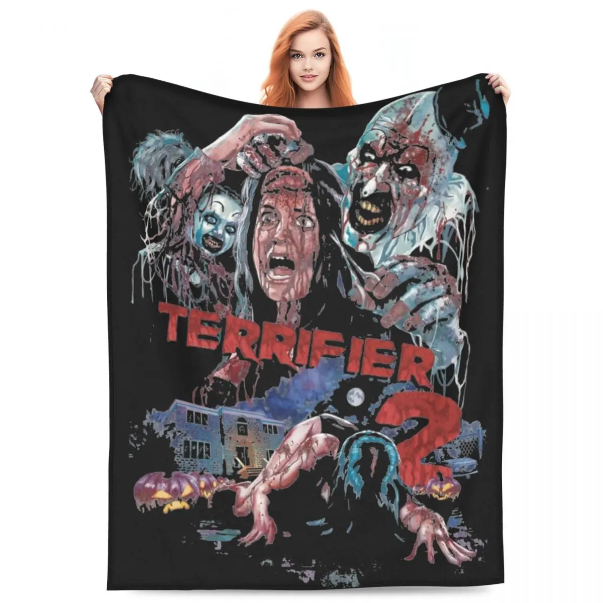 Terrifier 2 Movie Halloween Merchandise Blanket Velvet Bedding Horror Scary Throw Blankets Relax Soft for Car Bedspreads