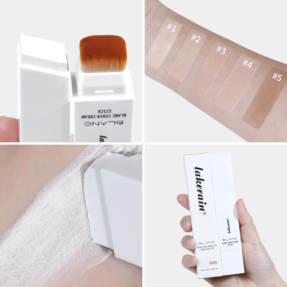 Blanc Cover Cream Stick Color Changing Foundation with Detachable Brush Coverage Changing Foundation Stick Base Makeup