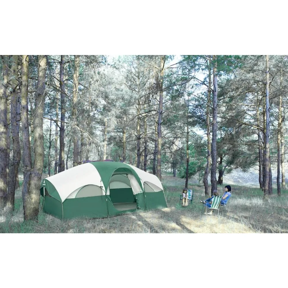 Tents, Weather Resistant Family Tent,  Mesh Windows, Double Layer, Divided Curtain for Separated Room, Portable with Carry Bag