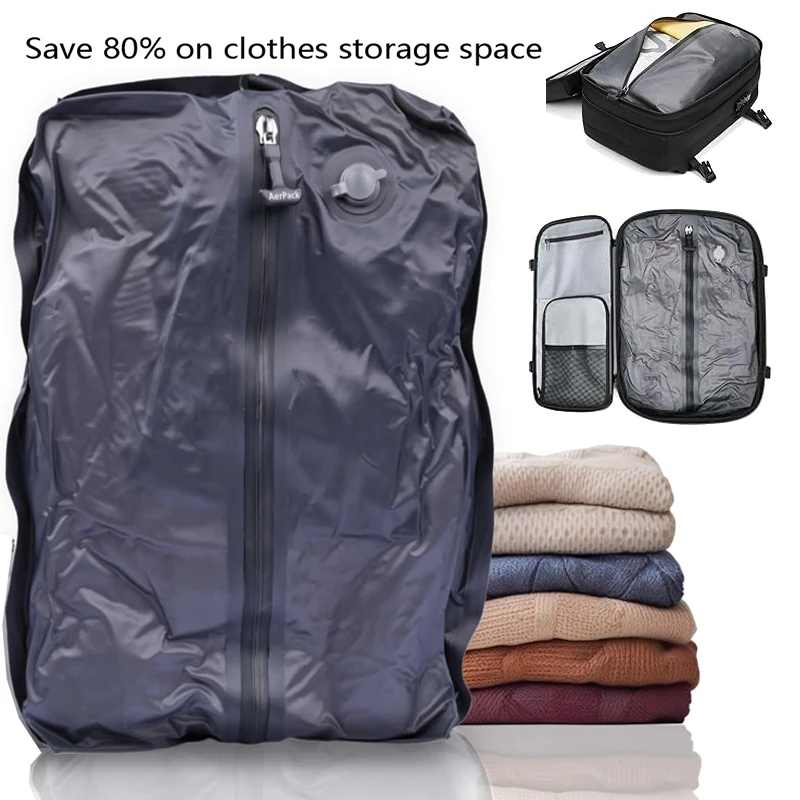 Airback Vacuum Seal Reusable Storage Bag for Clothes Space Saving Travel Backpack with Pump Compression Bag Waterproof Organizer