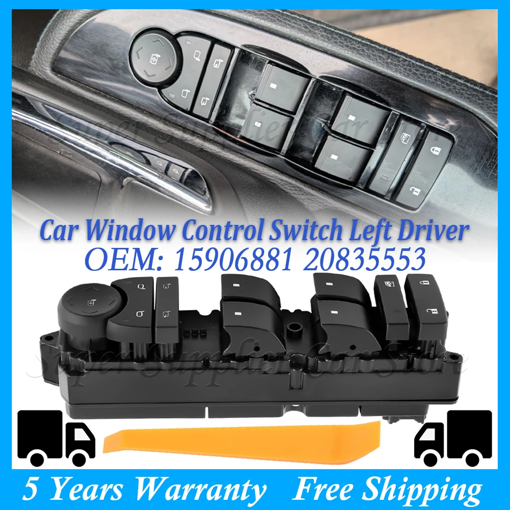 

New Left Driver Car Window Control Switch For Cadillac Escalade Chevy Silverado GMC Yukon Sierra 2500 3500 2007-2014 15906881