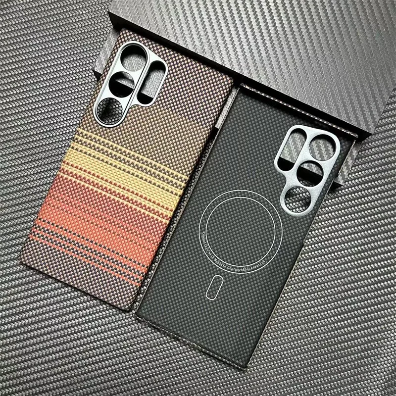 For Samsung S25Ultra Luxury Carbon Fiber Kevlar Magnetic Phone Case For Samsung Galaxy S24 S23 Ultra Anti Shock Protective Cover