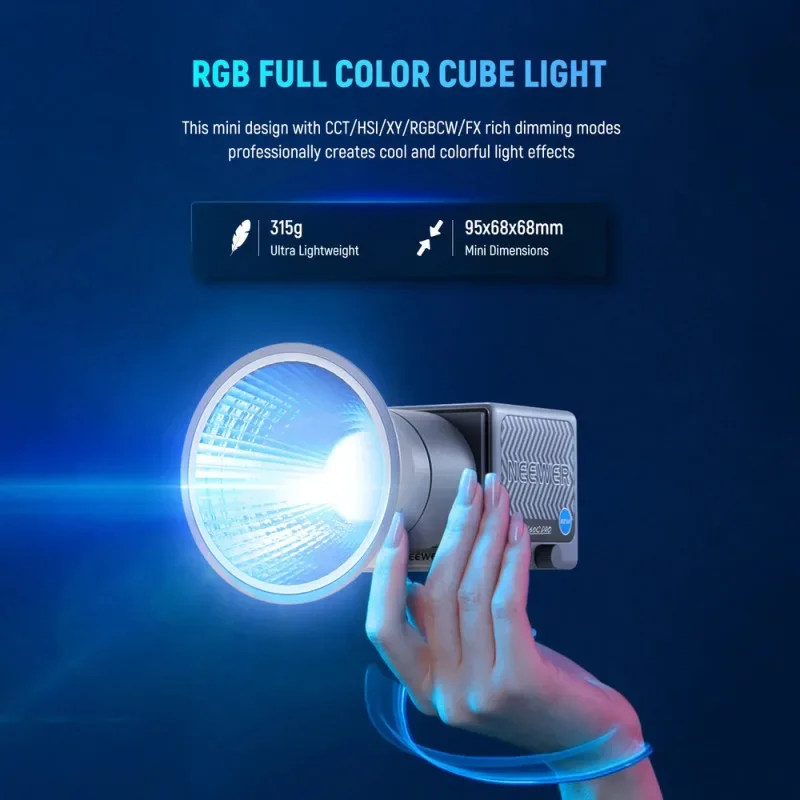 

NEEWER HS60C Pro 60W Mini COB RGB Light 8700Lux 2700K-6500K CRI97+ APP/DMX Wireless Control Dual Power
