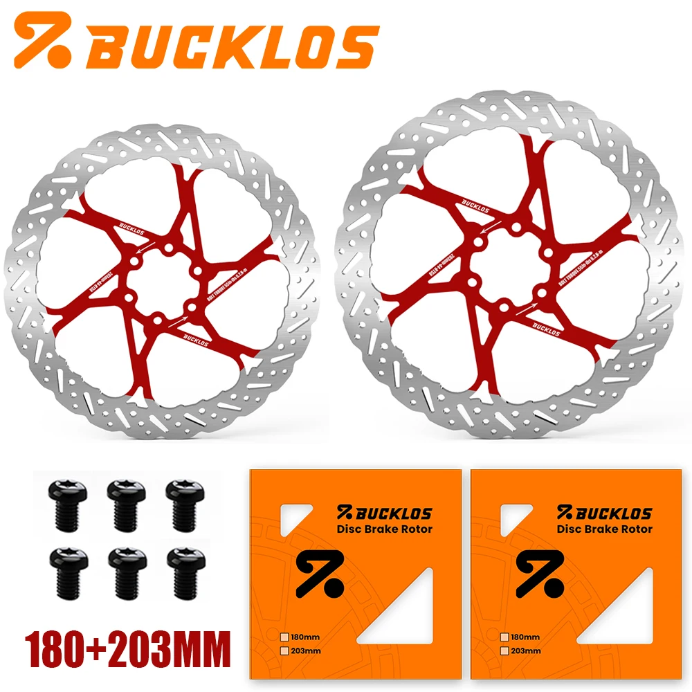 BUCKLOS 2 Stück Fahrrad-Bremsscheiben 160mm 140mm 180mm 203mm Bremsscheiben mit Wärmeableitung Hydraulische Scheibenbremsen Rotor