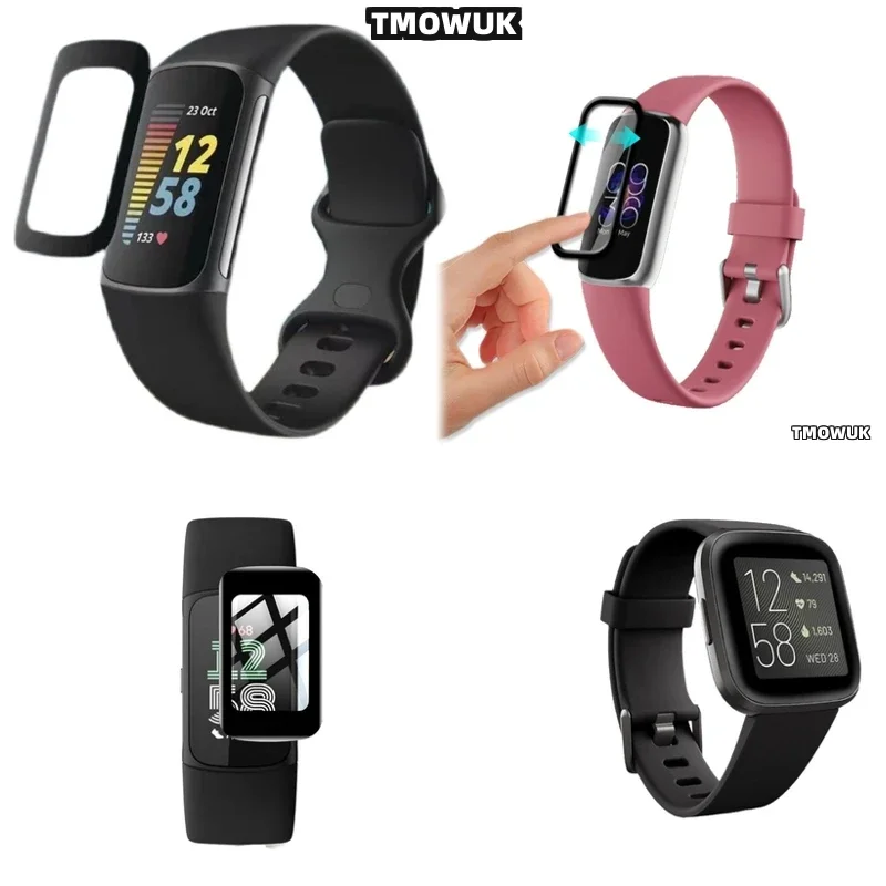 

Защитная пленка для экрана Fitbit Sense 2, Versa 3, 2, 4, Inspire 3, Charge 6, 5, полное покрытие, мягкая, гибкая, 3D-изогнутая, защита от царапин