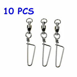 10pcs Stainless Steel Ball Bearing Fishing Swivels Snap Rolling Sea Fishing Swivels Connector Fishing Accessories