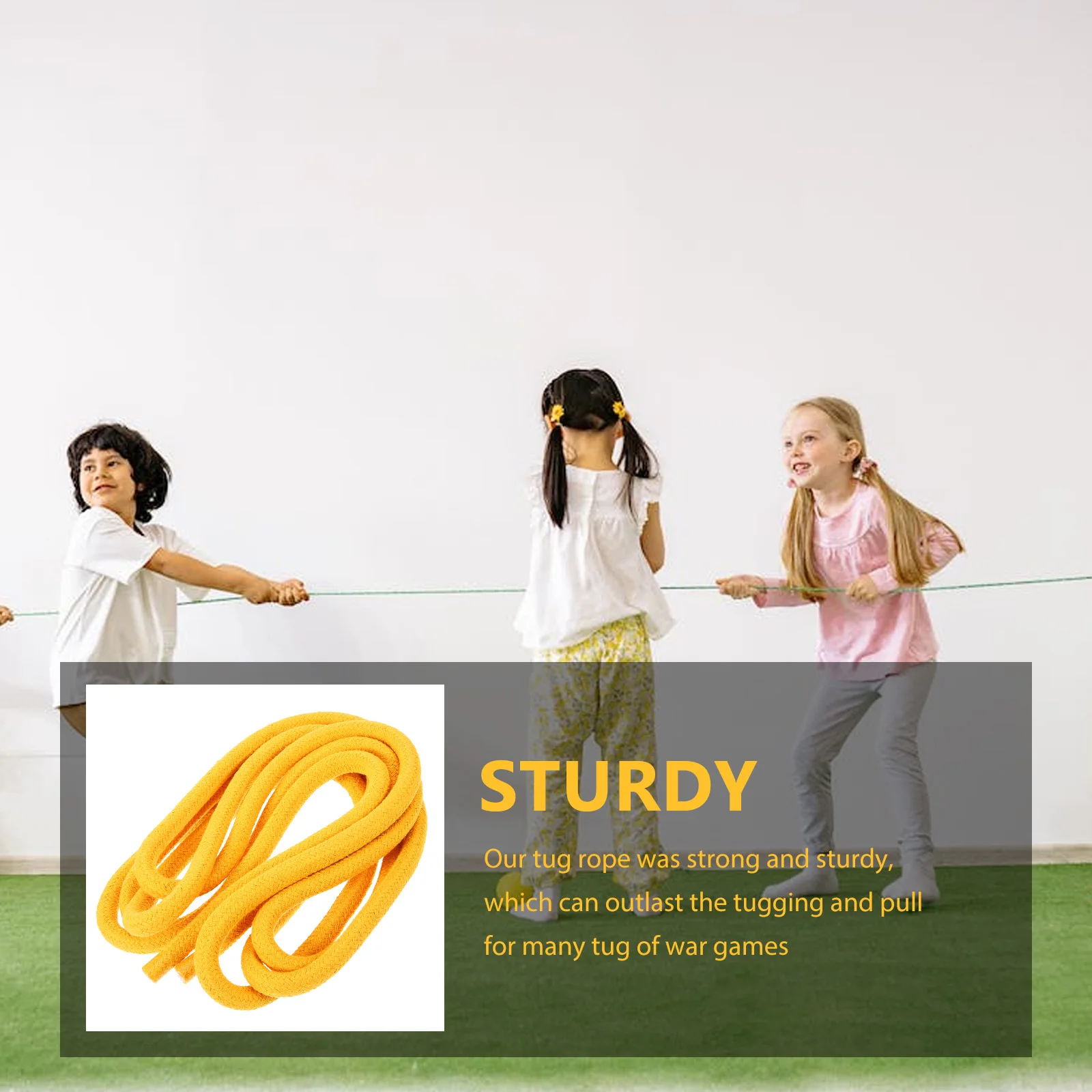 

3M Cotton Yellow Tug of War Rope Outdoor Games Family Gathering Birthday Building Activities Sturdy Comfortable Use
