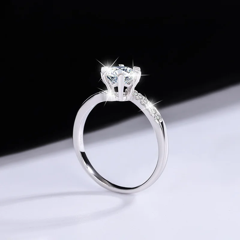 Shiny 1CT Tea Moissanite Ring S925 Silver Plated Rose Gold Premium Jewelry Wedding Anniversary Party Women Birthday Gift