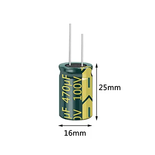 10PCS 100V 470UF Capacitor 16x25MM(0.63x0.98in) High Frequency Aluminum Electrolytic Capacitors for TV, LCD Monitor, Game