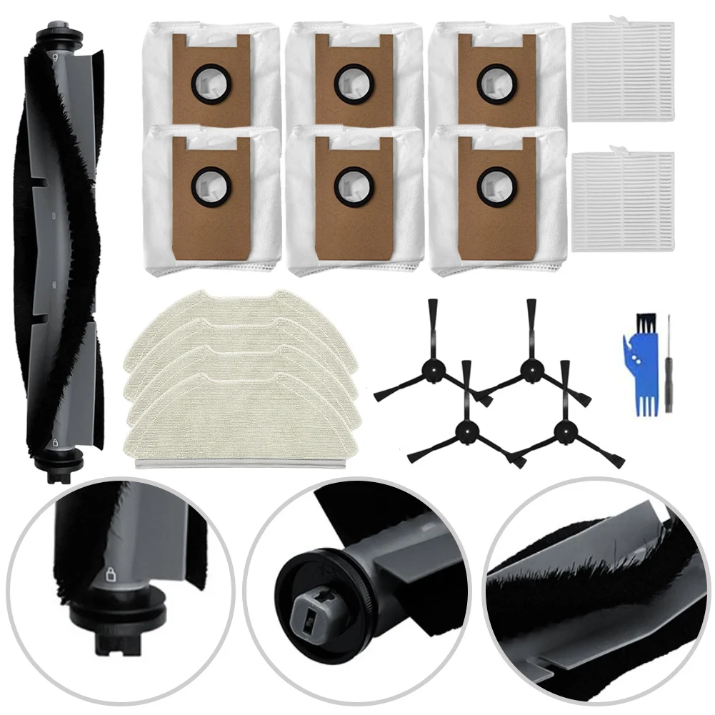For Airrobo For T20 for Plus Robot Vacuum Cleaner Accessory Set Replacement Main Brush Filters Dust Bags and Mop Cloth