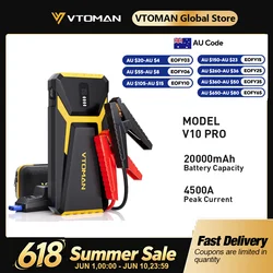 VTOMAN Power Bank 20000mAh Jump Starter Portable Charger Car Booster 4500A Auto Starting Device Emergency Car Battery Starter