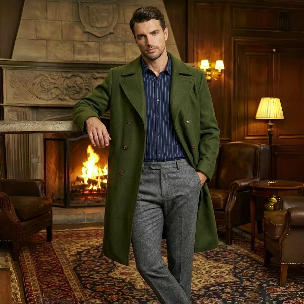 

Мужское уличное двубортное утепленное шерстяное пальто, разноцветный длинный плащ разных размеров, теплая куртка