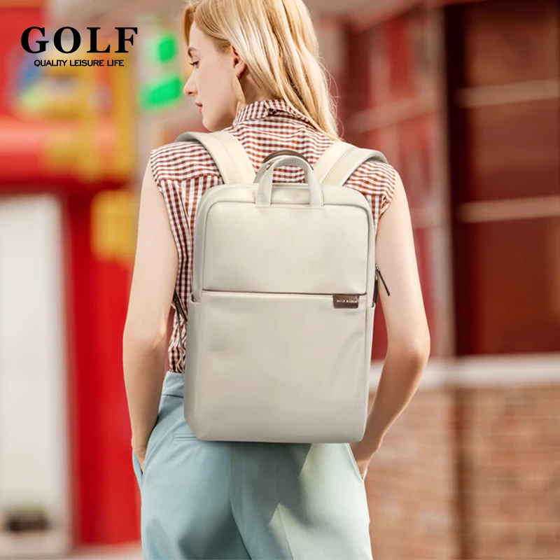 GOLF Women's Backpack Nylon Pink School Backpacks Slim Laptop Notebook Rectangular Travel Bags Zipper Waterproof Korean Popular