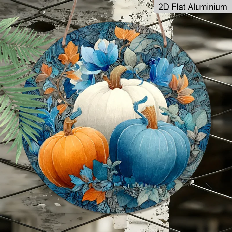 2D Flat, 1pc Aluminum Autumn Pumpkin Hanging Sign, Perfect for Fall Yard, Porch, Garden, Home Decor. This Wall Hanging Includes