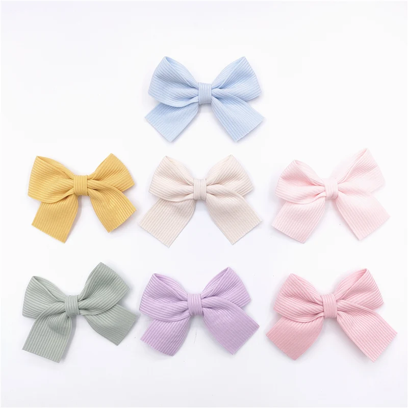 20 sztuk 7*5.5CM tkaniny Bowknot aplikacja dla DIY dziecięca spinka do włosów kapelusz nakrycia głowy rzemiosło łatki ozdoba dekoracyjna odzież