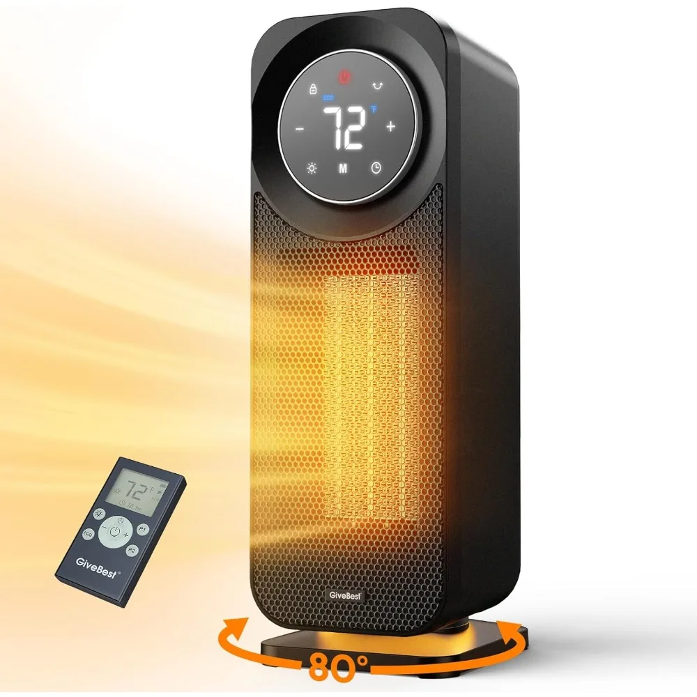 

Space Heaters for Indoor Use Touch Panel 1500W Fast Heating Electric Heater with Remote 5 Modes Quiet Portable Heater