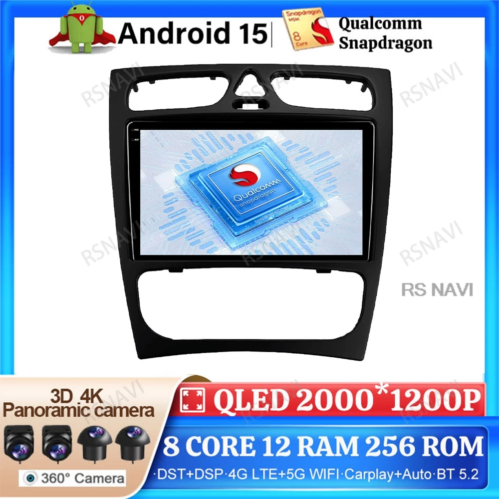 

Android 15 Car Radio For Mercedes Benz C-Class W209 C200 C320 C350 CLK W203 2002 - 2005 QLED Wireless Carplay Auto GPS Qualcomm